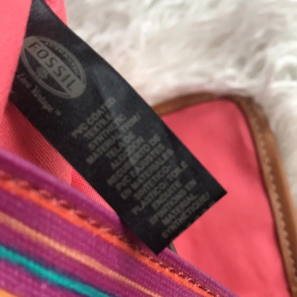 Fossil‎ Pink Striped Crossbody Bag